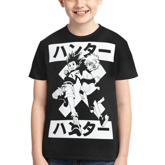 Kids 3D Graphic Hunter X Hunte Gon Killua T-Shirts, Novelty Shirts Crewneck Short Sleeve Tees for Youth Boys Girls