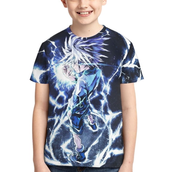 Kids 3D Graphic Hunter X Hunte Killua Lightning T-Shirts, Novelty Shirts Crewneck Short Sleeve Tees for Youth Boys Girls