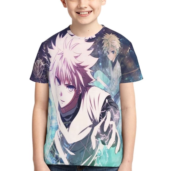 Kids 3D Graphic Hunter X Hunte Killua Lightning T-Shirts, Novelty Shirts Crewneck Short Sleeve Tees for Youth Boys Girls