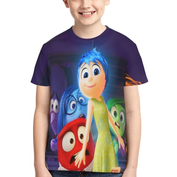 Kids 3D Graphic Inside O-u T-Shirts, Novelty Shirts Crewneck Short Sleeve Tees for Youth Boys Girls