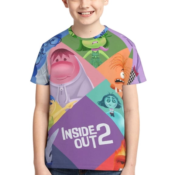 Kids 3D Graphic Inside O-u T-Shirts, Novelty Shirts Crewneck Short Sleeve Tees for Youth Boys Girls