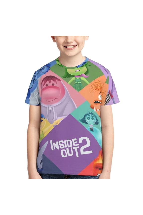 Kids 3D Graphic Inside O-u T-Shirts, Novelty Shirts Crewneck Short Sleeve Tees for Youth Boys Girls
