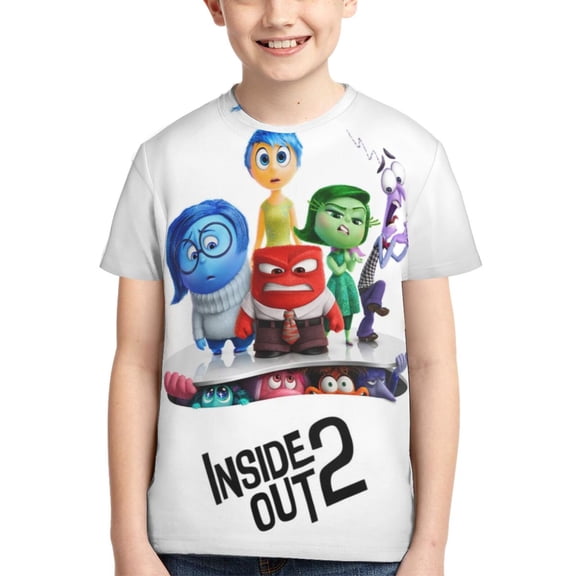 Kids 3D Graphic Inside O-u T-Shirts, Novelty Shirts Crewneck Short Sleeve Tees for Youth Boys Girls
