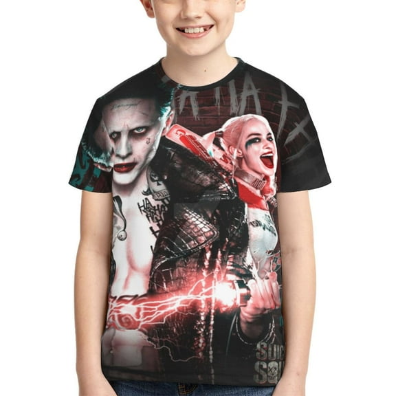 Kids 3D Graphic Joker Harley Quinn T-Shirts, Novelty Shirts Crewneck Short Sleeve Tees for Youth Boys Girls