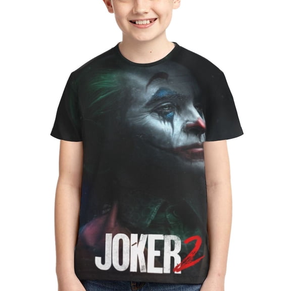 Kids 3D Graphic Joker T-Shirts, Novelty Shirts Crewneck Short Sleeve Tees for Youth Boys Girls
