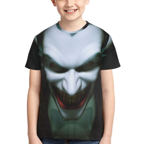 Kids 3D Graphic Joker T-Shirts, Novelty Shirts Crewneck Short Sleeve Tees for Youth Boys Girls