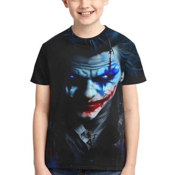 Kids 3D Graphic Joker T-Shirts, Novelty Shirts Crewneck Short Sleeve Tees for Youth Boys Girls