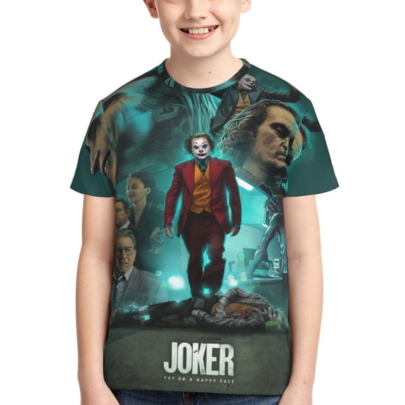 Kids 3D Graphic Joker T-Shirts, Novelty Shirts Crewneck Short Sleeve Tees for Youth Boys Girls