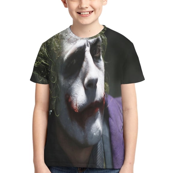 Kids 3D Graphic Joker T-Shirts, Novelty Shirts Crewneck Short Sleeve Tees for Youth Boys Girls