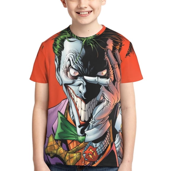 Kids 3D Graphic Joker T-Shirts, Novelty Shirts Crewneck Short Sleeve Tees for Youth Boys Girls