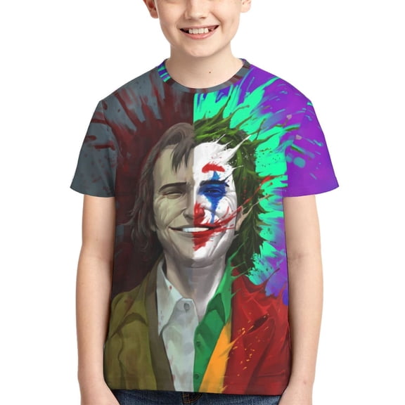 Kids 3D Graphic Joker T-Shirts, Novelty Shirts Crewneck Short Sleeve Tees for Youth Boys Girls