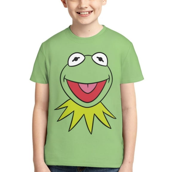 Kids 3D Graphic Ke-Rmit The Fro T-Shirts, Novelty Shirts Crewneck Short Sleeve Tees for Youth Boys Girls