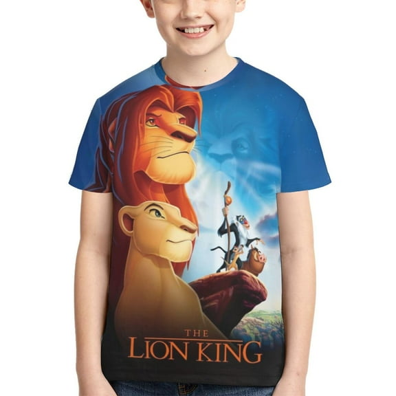 Kids 3D Graphic Lion King T-Shirts, Novelty Shirts Crewneck Short Sleeve Tees for Youth Boys Girls