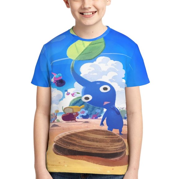 Kids 3D Graphic Pikmin T-Shirts, Novelty Shirts Crewneck Short Sleeve Tees for Youth Boys Girls