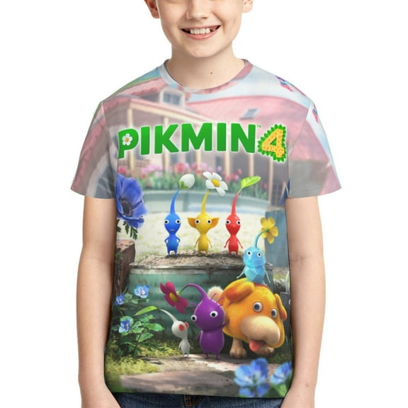 Kids 3D Graphic Pikmin T-Shirts, Novelty Shirts Crewneck Short Sleeve Tees for Youth Boys Girls