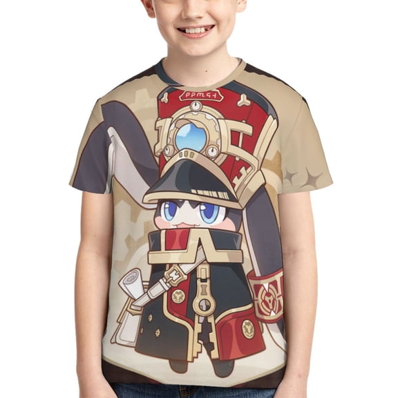 Kids 3D Graphic Pom-pom Honkai Star Rail T-Shirts, Novelty Shirts Crewneck Short Sleeve Tees for Youth Boys Girls