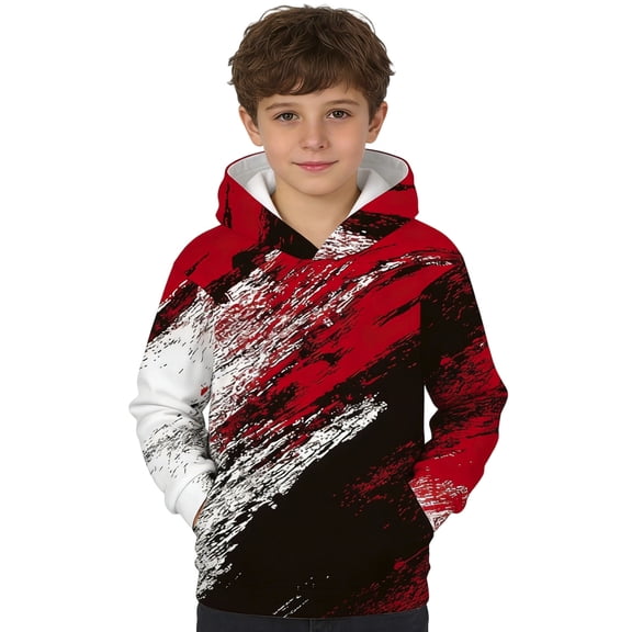 Kids 3D Graphic Pullover Hoodies Warm Thick Hooded Sweatshirt for Boys Girls 3 Y-4 Y