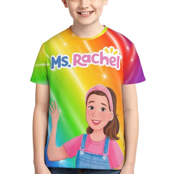 Kids 3D Graphic Ra-Chel T-Shirts, Novelty Shirts Crewneck Short Sleeve Tees for Youth Boys Girls