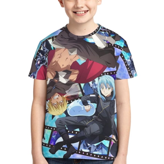 Kids 3D Graphic I Got Reincarnated As A Slime T-Shirts, Novelty Shirts Crewneck Short Sleeve Tees for Youth Boys Girls