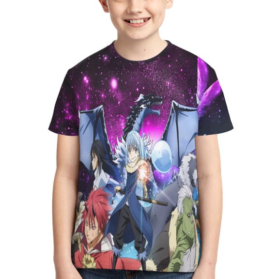 Kids 3D Graphic I Got Reincarnated As A Slime T-Shirts, Novelty Shirts Crewneck Short Sleeve Tees for Youth Boys Girls
