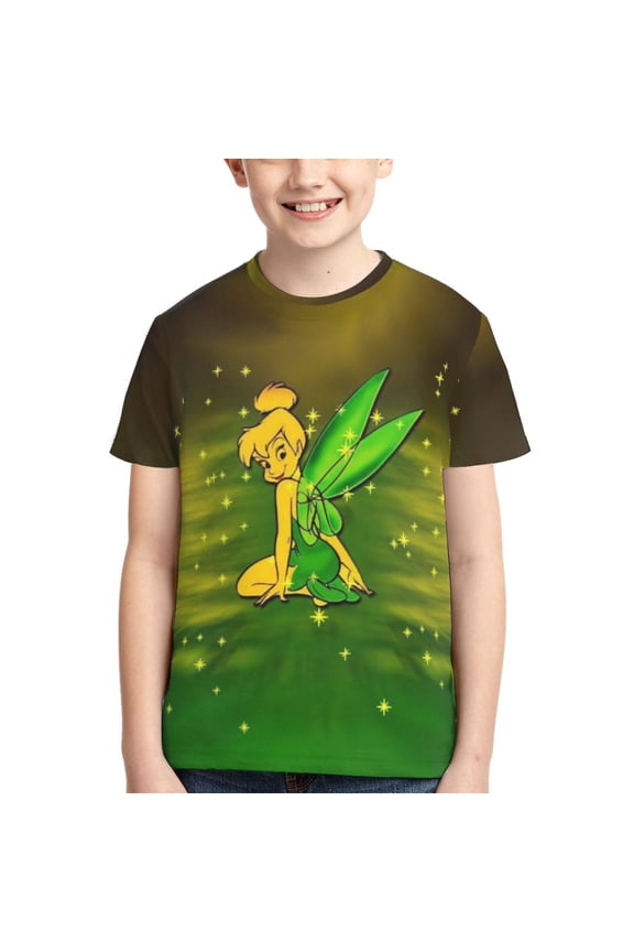 Kids 3D Graphic Tinker Bell T-Shirts, Novelty Shirts Crewneck Short Sleeve Tees for Youth Boys Girls