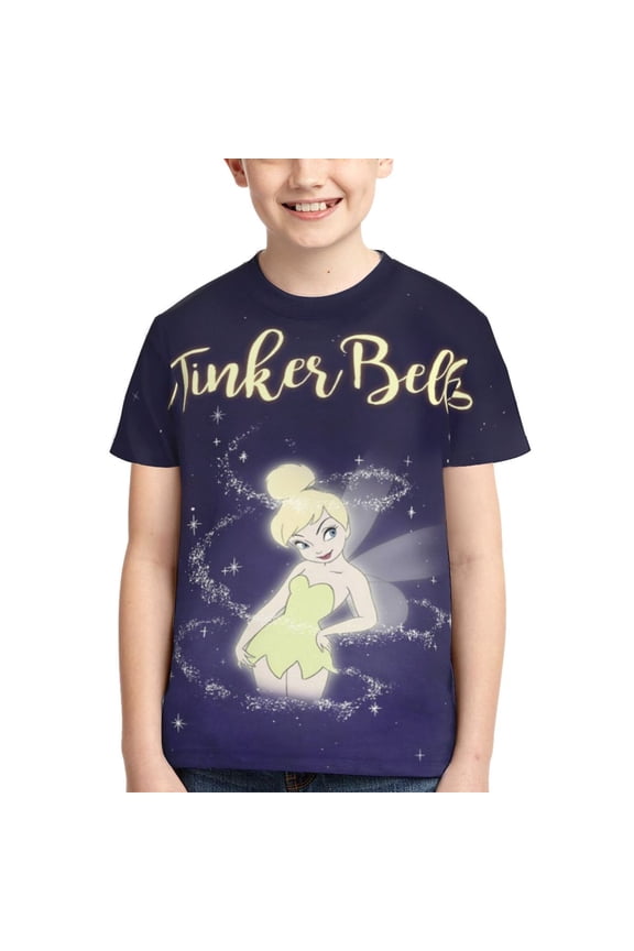 Kids 3D Graphic Tinker Bell T-Shirts, Novelty Shirts Crewneck Short Sleeve Tees for Youth Boys Girls