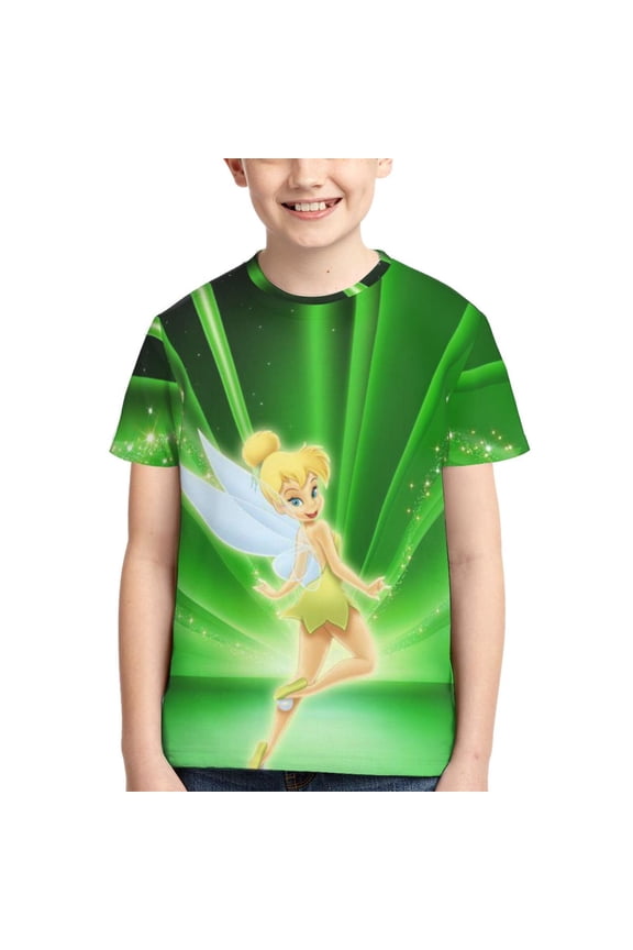 Kids 3D Graphic Tinker Bell T-Shirts, Novelty Shirts Crewneck Short Sleeve Tees for Youth Boys Girls