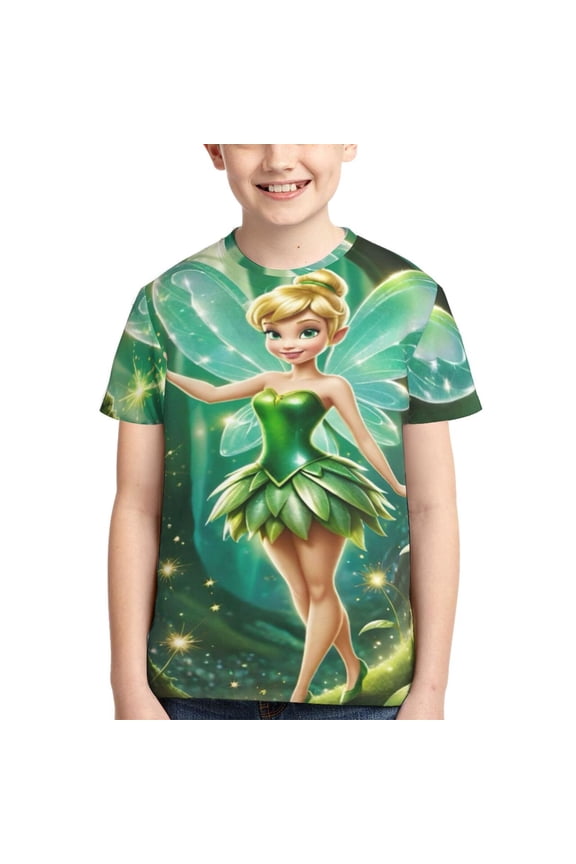 Kids 3D Graphic Tinker Bell T-Shirts, Novelty Shirts Crewneck Short Sleeve Tees for Youth Boys Girls