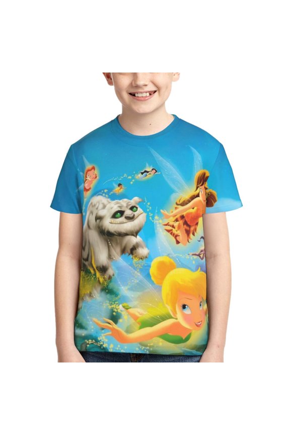 Kids 3D Graphic Tinker Bell T-Shirts, Novelty Shirts Crewneck Short Sleeve Tees for Youth Boys Girls