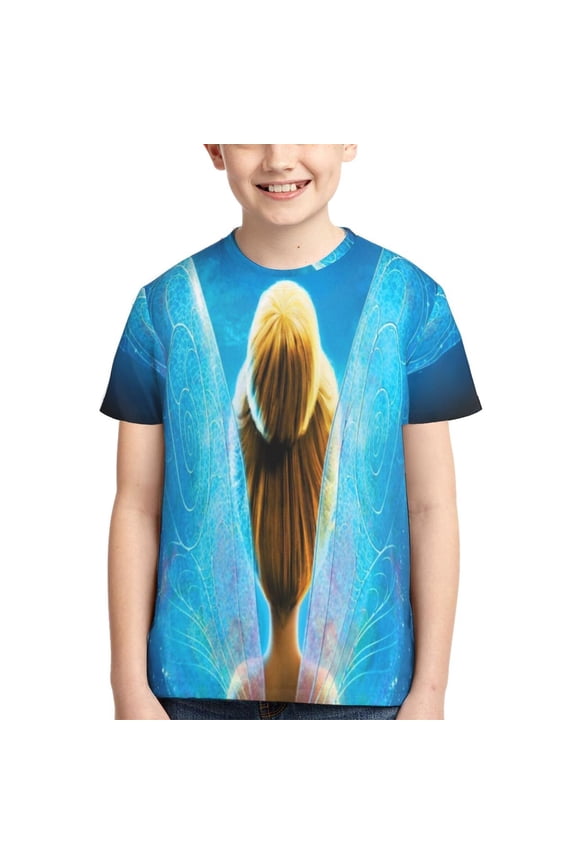 Kids 3D Graphic Tinker Bell T-Shirts, Novelty Shirts Crewneck Short Sleeve Tees for Youth Boys Girls