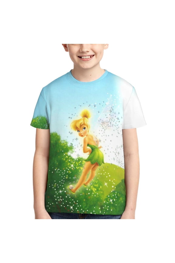 Kids 3D Graphic Tinker Bell T-Shirts, Novelty Shirts Crewneck Short Sleeve Tees for Youth Boys Girls