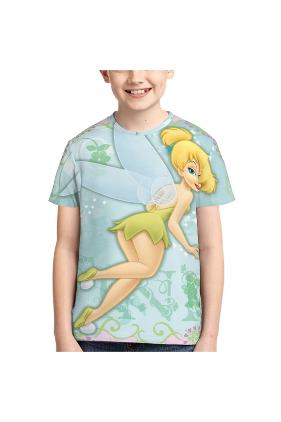 Kids 3D Graphic Tinker Bell T-Shirts, Novelty Shirts Crewneck Short Sleeve Tees for Youth Boys Girls