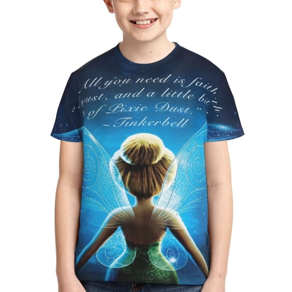 Kids 3D Graphic Tinker Bell T-Shirts, Novelty Shirts Crewneck Short Sleeve Tees for Youth Boys Girls