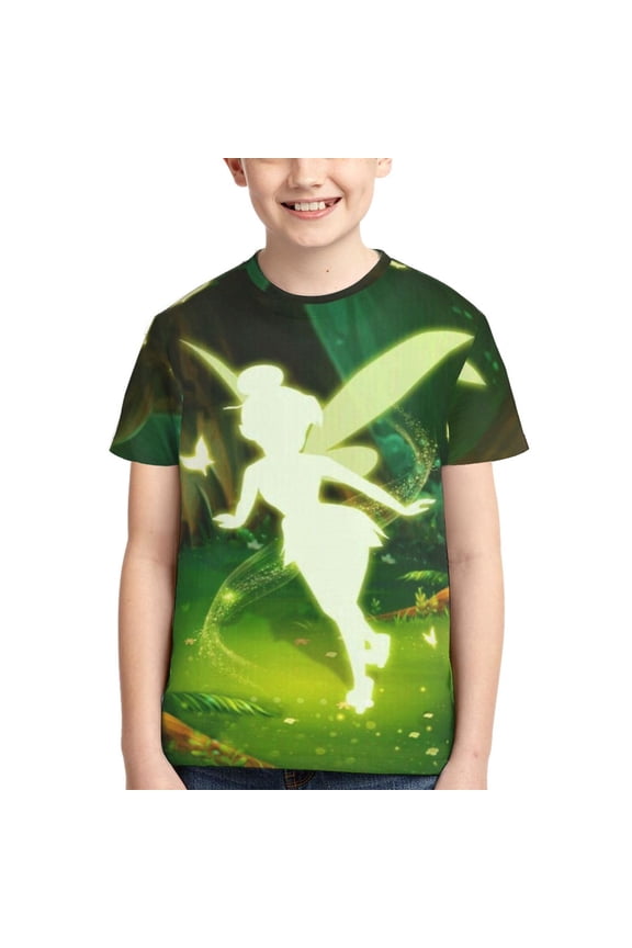 Kids 3D Graphic Tinker Bell T-Shirts, Novelty Shirts Crewneck Short Sleeve Tees for Youth Boys Girls