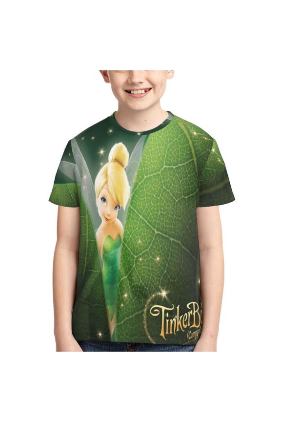 Kids 3D Graphic Tinker Bell T-Shirts, Novelty Shirts Crewneck Short Sleeve Tees for Youth Boys Girls
