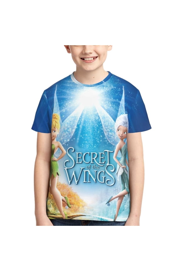 Kids 3D Graphic Tinker Bell T-Shirts, Novelty Shirts Crewneck Short Sleeve Tees for Youth Boys Girls
