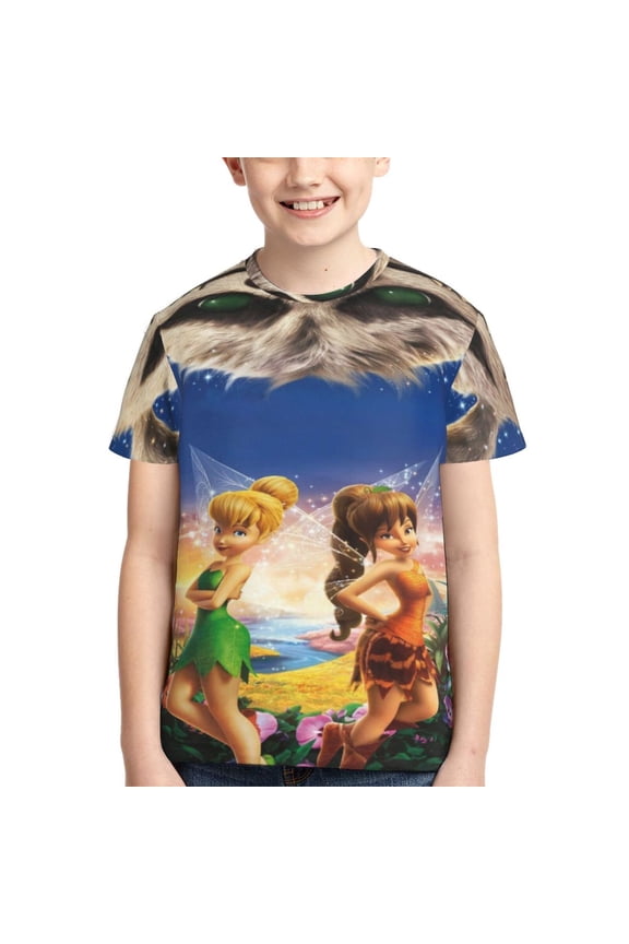 Kids 3D Graphic Tinker-bel Legend of the Never Beast T-Shirts, Novelty Shirts Crewneck Short Sleeve Tees for Youth Boys Girls