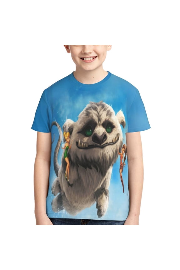 Kids 3D Graphic Tinker-bel Legend of the Never Beast T-Shirts, Novelty Shirts Crewneck Short Sleeve Tees for Youth Boys Girls