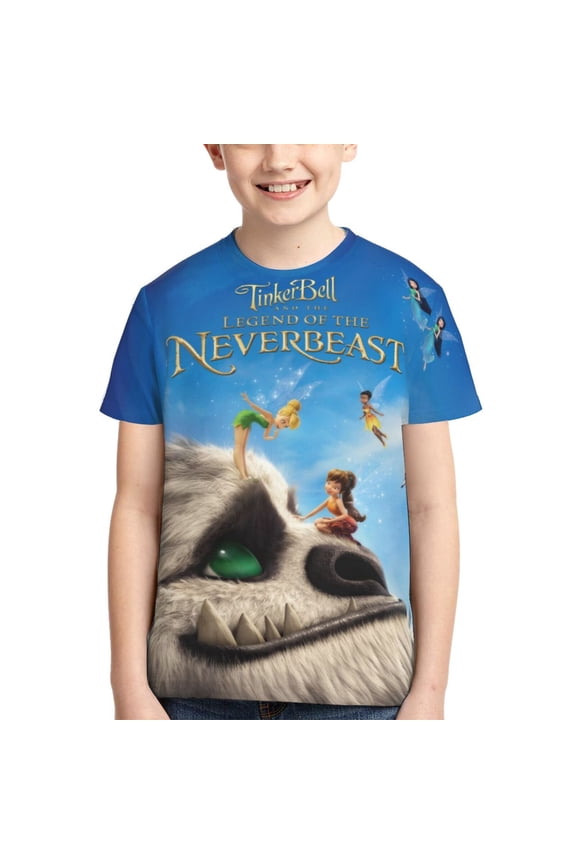 Kids 3D Graphic Tinker-bel Legend of the Never Beast T-Shirts, Novelty Shirts Crewneck Short Sleeve Tees for Youth Boys Girls