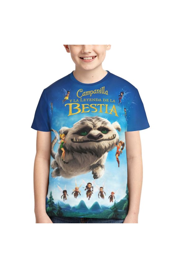 Kids 3D Graphic Tinker-bel Legend of the Never Beast T-Shirts, Novelty Shirts Crewneck Short Sleeve Tees for Youth Boys Girls