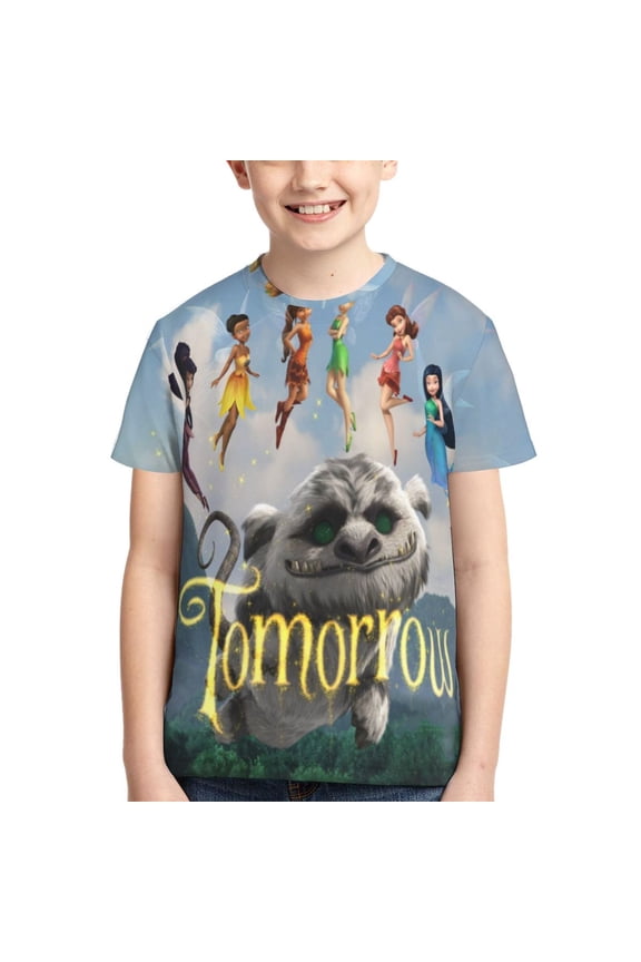 Kids 3D Graphic Tinker-bel Legend of the Never Beast T-Shirts, Novelty Shirts Crewneck Short Sleeve Tees for Youth Boys Girls