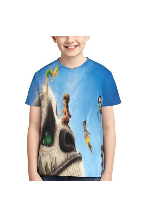 Kids 3D Graphic Tinker-bel Legend of the Never Beast T-Shirts, Novelty Shirts Crewneck Short Sleeve Tees for Youth Boys Girls