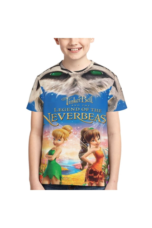 Kids 3D Graphic Tinker-bel Legend of the Never Beast T-Shirts, Novelty Shirts Crewneck Short Sleeve Tees for Youth Boys Girls