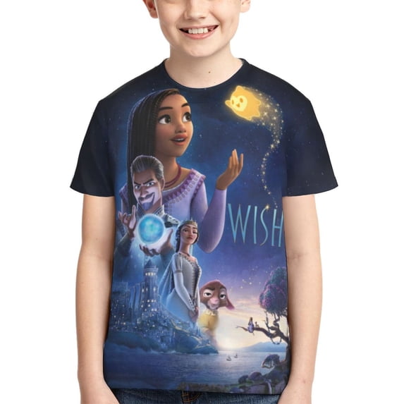 Kids 3D Graphic Wis-h T-Shirts, Novelty Shirts Crewneck Short Sleeve Tees for Youth Boys Girls
