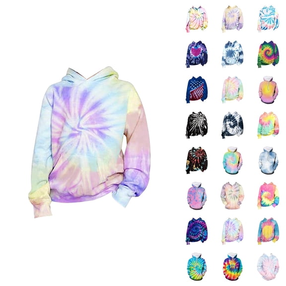 Kids 3D Tie Dye Hoodies Long Sleeve Spring Fall Graphic Hooded Sweatshirt for Boys Girls Pullover Tops