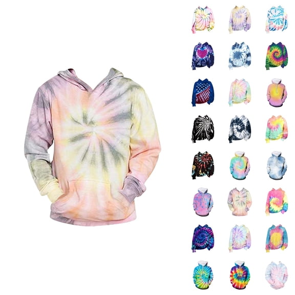 Kids 3D Tie Dye Hoodies Long Sleeve Spring Fall Graphic Hooded Sweatshirt for Boys Girls Pullover Tops