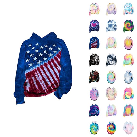 Kids 3D Tie Dye Hoodies Long Sleeve Spring Fall Graphic Hooded Sweatshirt for Boys Girls Pullover Tops