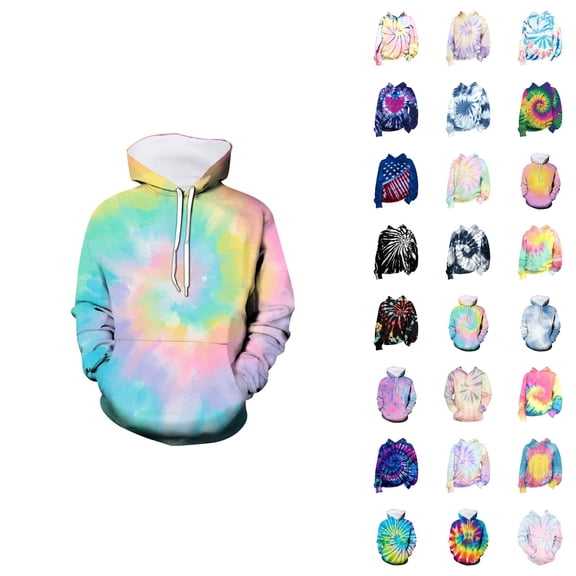 Kids 3D Tie Dye Hoodies Long Sleeve Spring Fall Graphic Hooded Sweatshirt for Boys Girls Pullover Tops