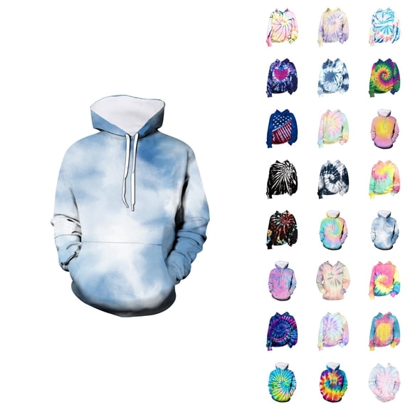 Kids 3D Tie Dye Hoodies Long Sleeve Spring Fall Graphic Hooded Sweatshirt for Boys Girls Pullover Tops