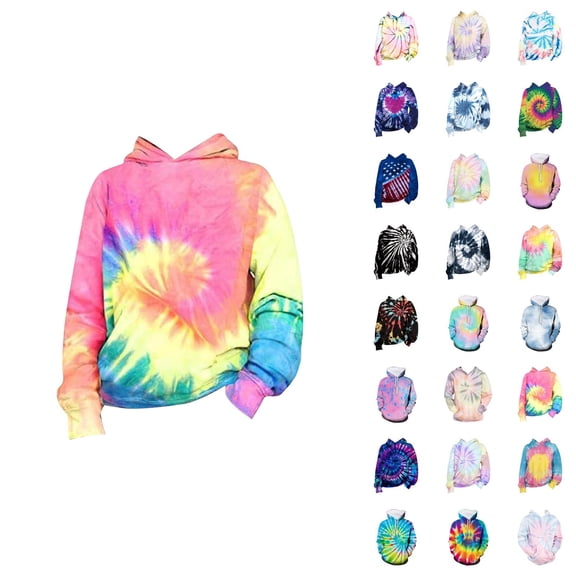 Kids 3D Tie Dye Hoodies Long Sleeve Spring Fall Graphic Hooded Sweatshirt for Boys Girls Pullover Tops